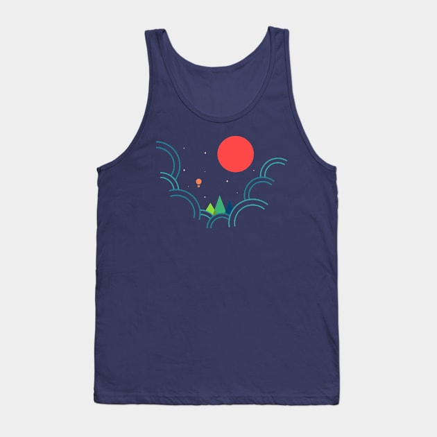 Cloudy Night With Red Moon Tank Top by Sachpica